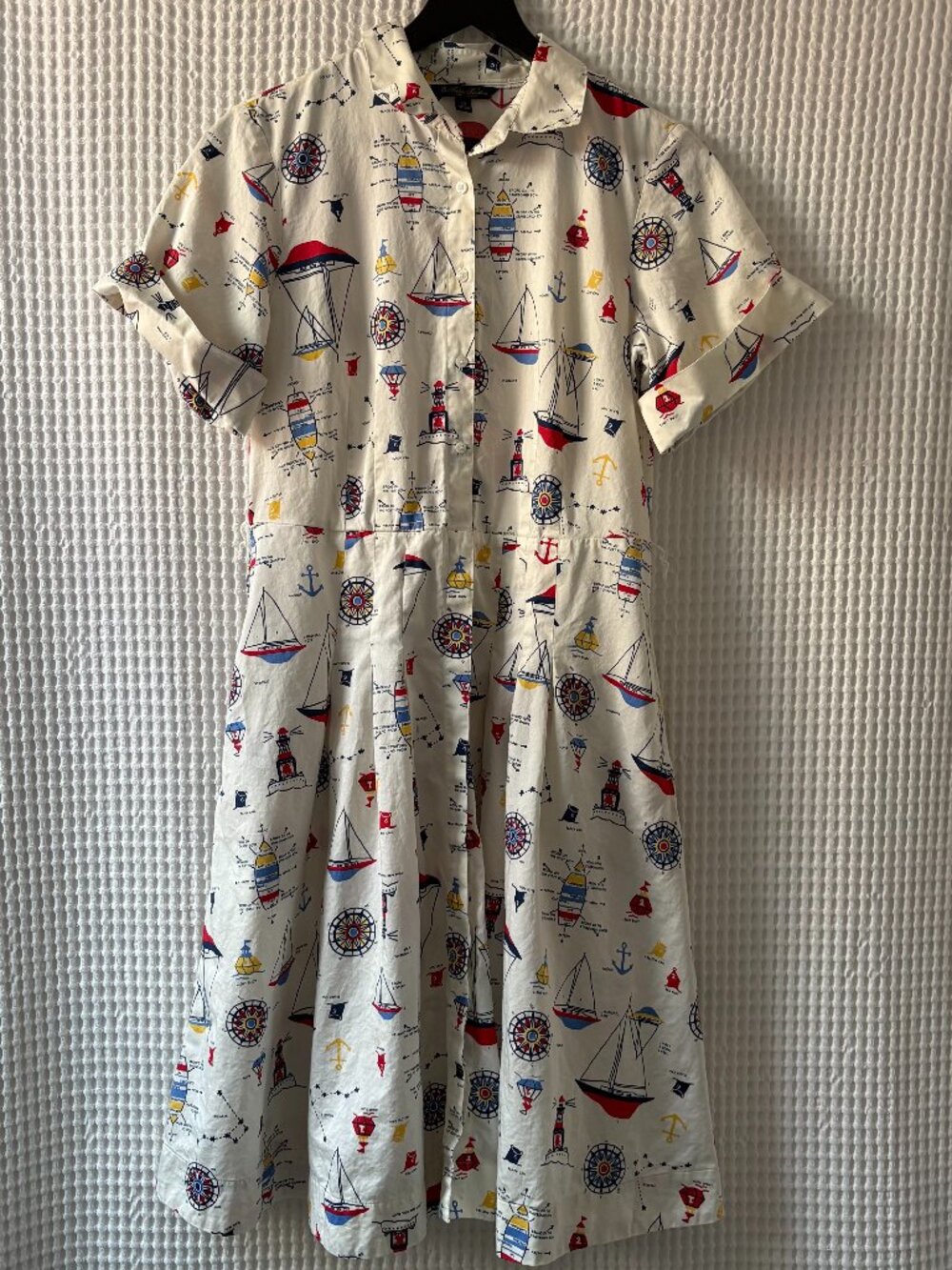 Brooks Brothers nautical print women's supima cotton short sleeve shirtdress 10